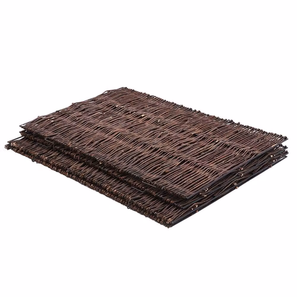 Living and Home Brown Wicker and Metal Trash Can Privacy Fence, Large, H 180 x W 115 x D 81 cm – 7