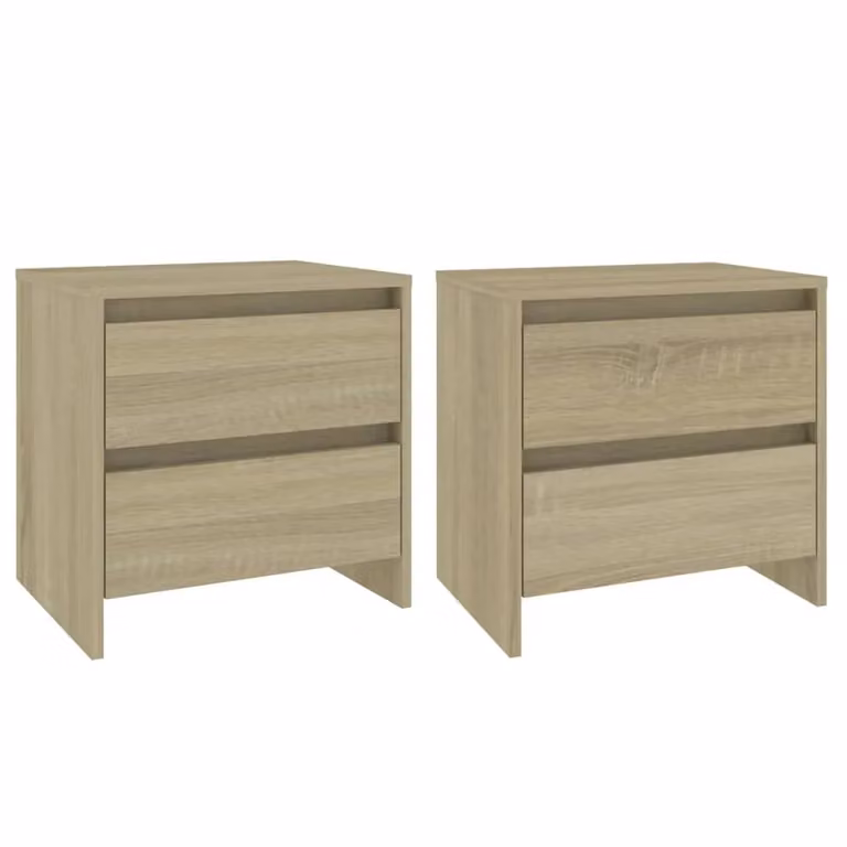 Berkfield Home Set of 2 Sonoma Oak Bedside Cabinets in Brown, W/D/H: 45 x 34.5 x 44.5 cm