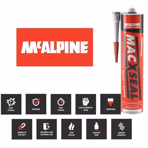 McAlpine MACXSEAL-CL Hybrid Sealant and Adhesive, 290ml, Transparent/Red – 2