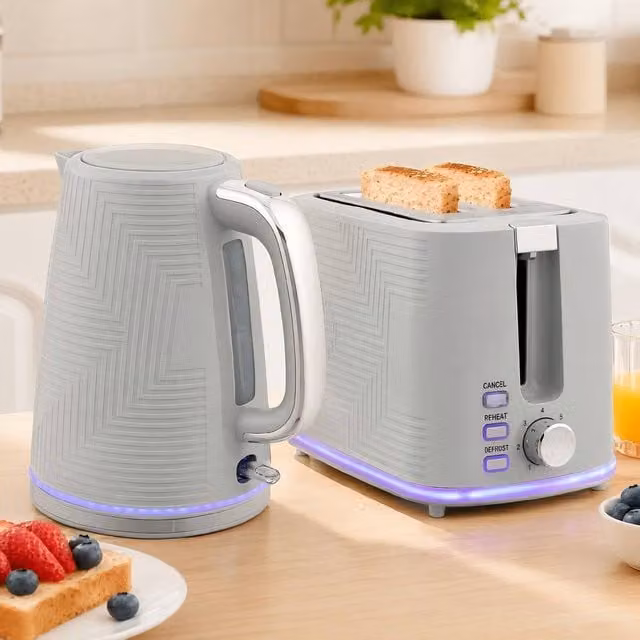 STILVORA Kettle and Toaster Set in Grey