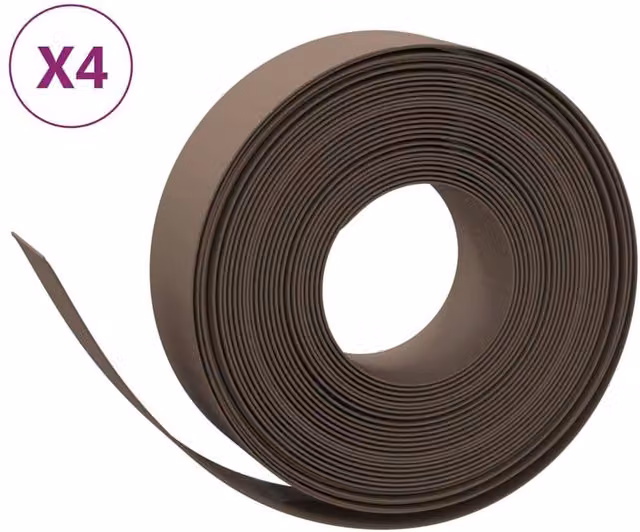 Berkfield Home Garden Edgings, 4 Pieces, Brown, 10 m, 15 cm, Polyethylene – 1