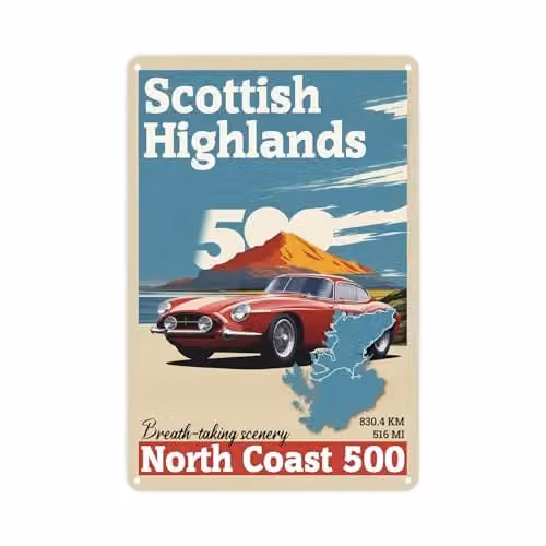 Purely Home Retro Goodwood Race Poster Metal Wall Plaque, Multicolour Landscape Art, W: 28.3 cm, H: 19.7 cm