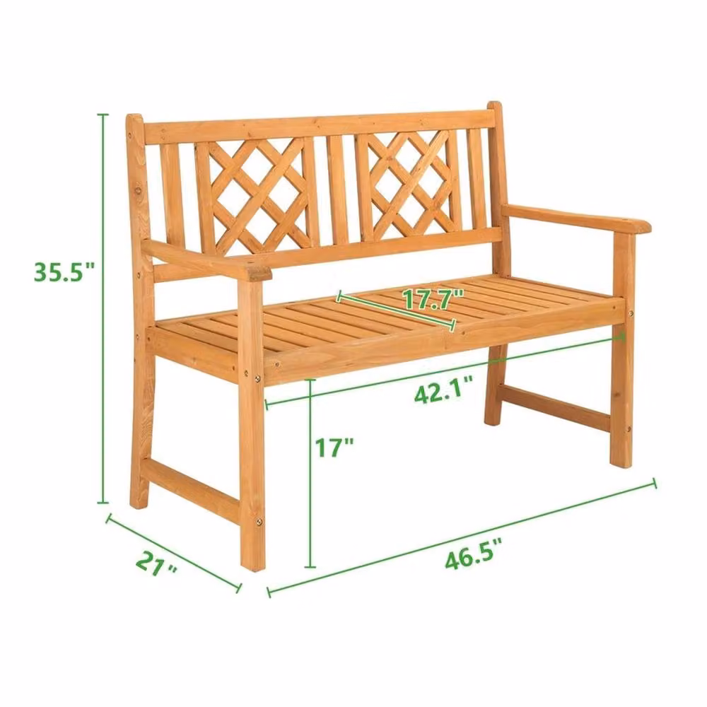 Kelvenix 2-Seater Wooden Outdoor Garden Bench in Brown, Spruce Wood, W: 118 cm, D: 56.5 cm, H: 90 cm – 2
