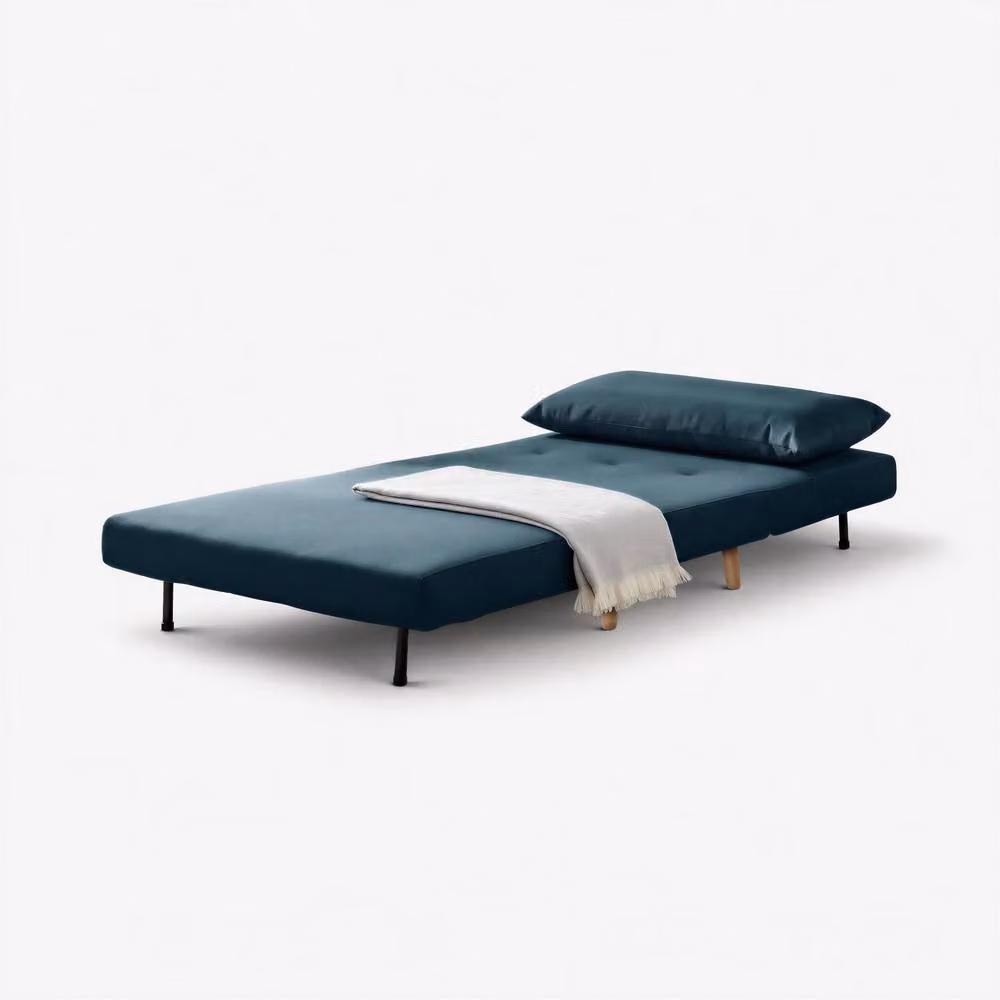FurnitureboxUK Bobby Blue Velvet Single Folding Sofa Bed Chair – 2