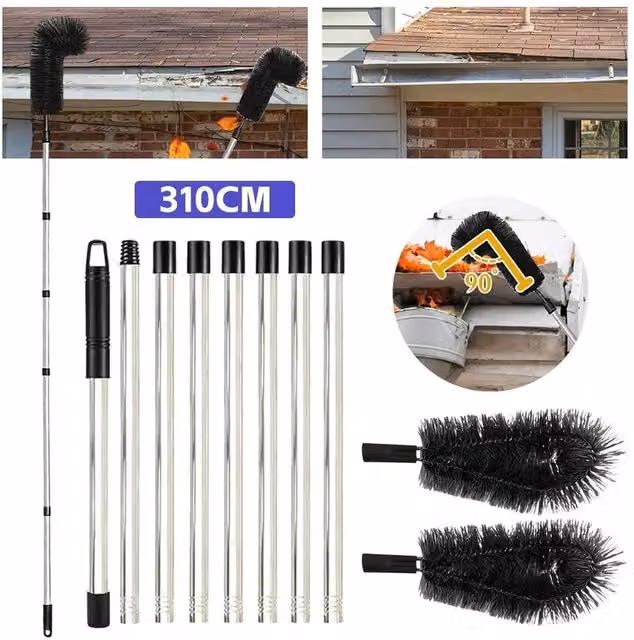 SPETLEK Silver Telescopic Water Fed Gutter Cleaning Brush with Microfibre Steel Head – 1