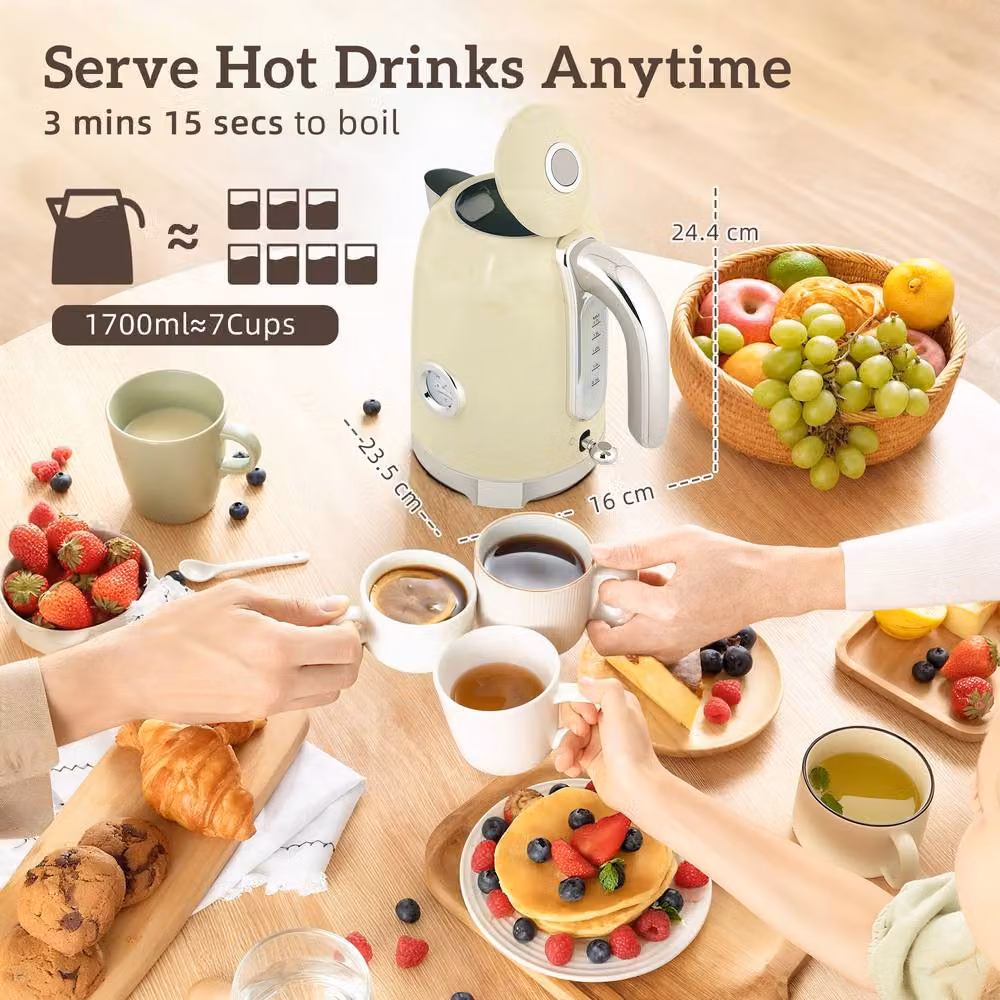 STILVORA Kettle and 4-Slice Toaster Set in Beige and Silver – 3