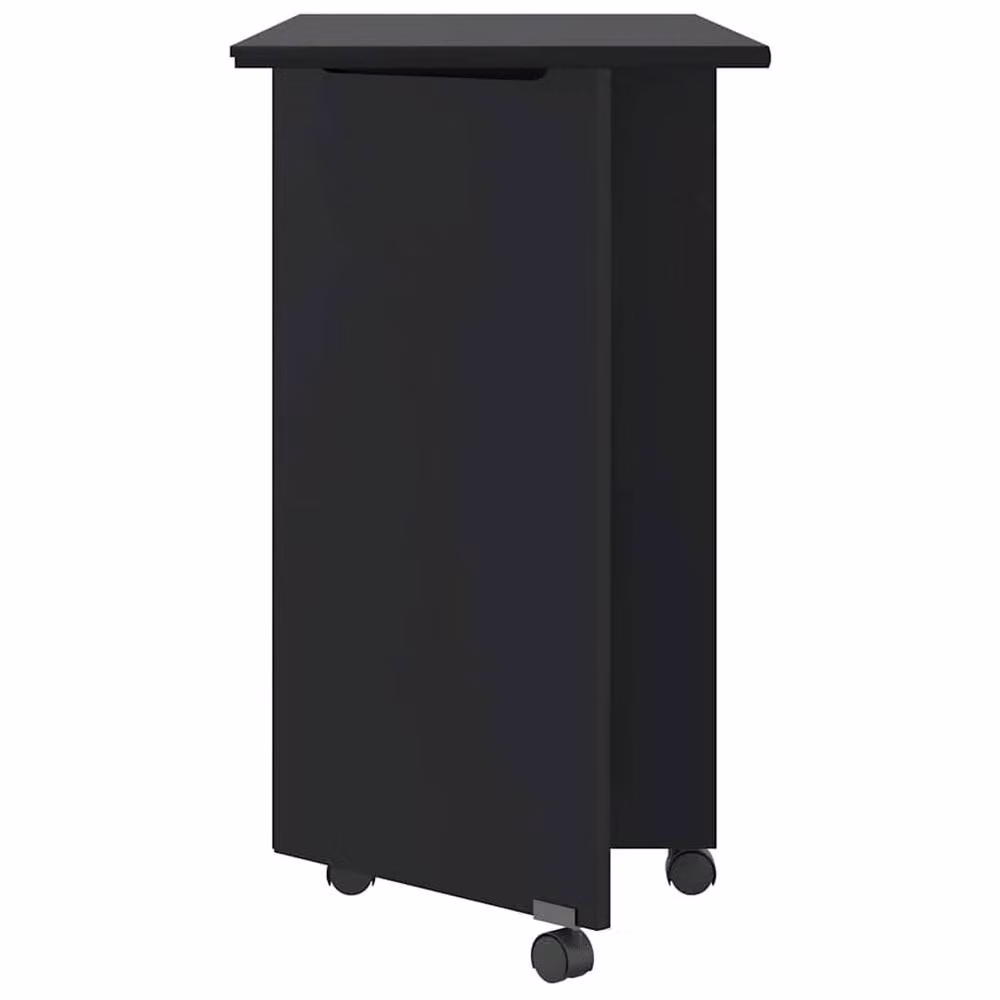 Berkfield Home Rolling Cabinet with Desk in Black Solid Wood Pine, W: 105.5 cm, D: 39.0 cm, H: 74.5 cm – 4