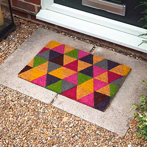 Nicola Spring Triangle Coir Door Mat, Brown and Multicolour, W: 60 cm, D: 40 cm – 2