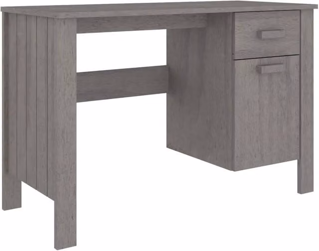 Berkfield Home HAMAR Writing Desk in Light Grey Solid Pine, W/D/H: 113 x 50 x 75 cm – 1
