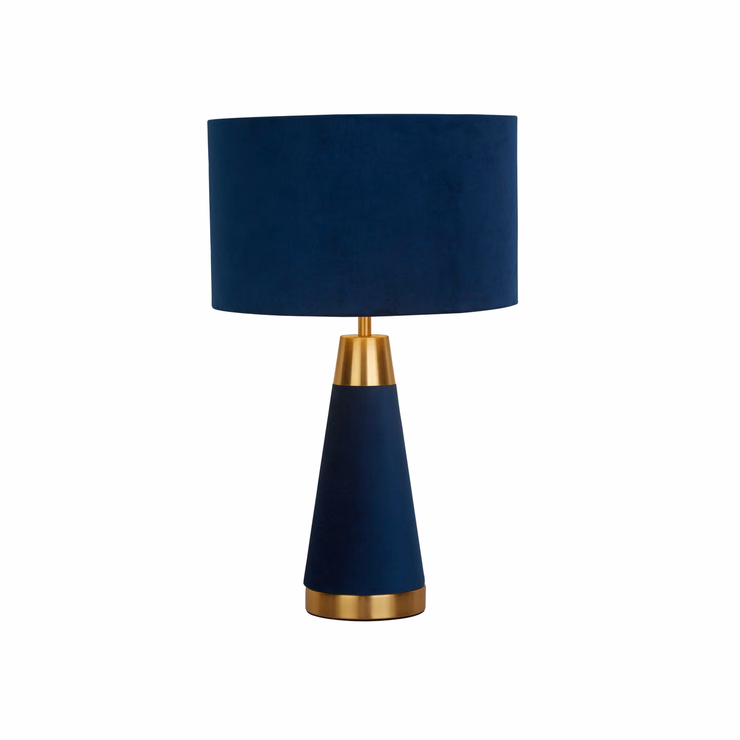 Lighting Collection Blue Velvet Table Lamp with Gold Brass Base – 2