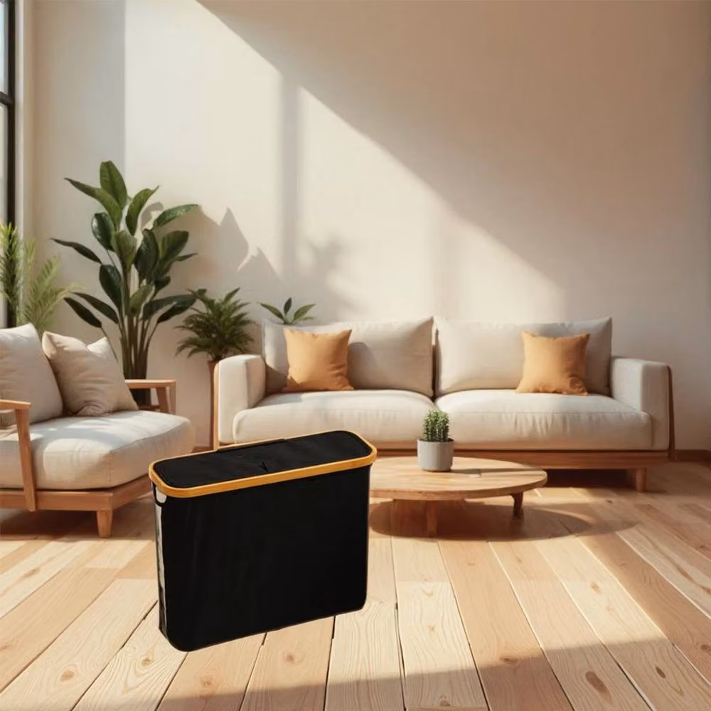 KORVIXA Black Waterproof Toilet Paper Storage Basket with Lid and Freestanding Design – 4