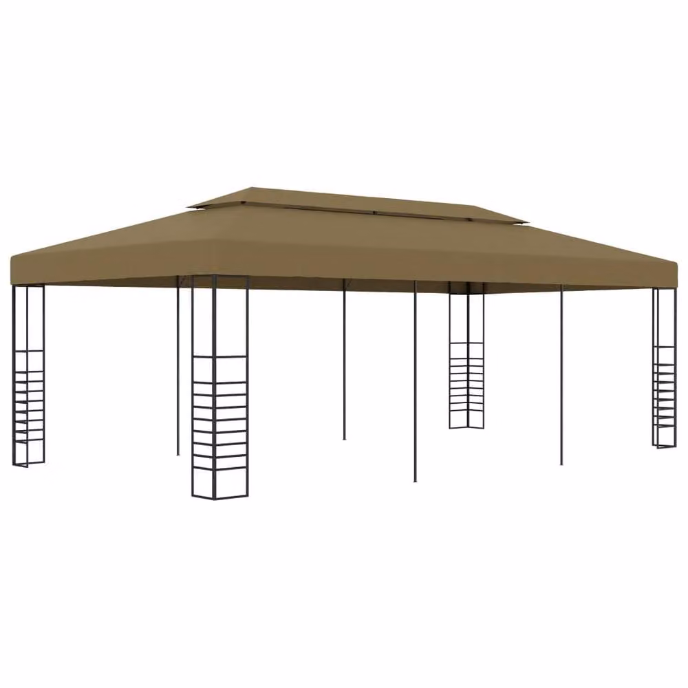 Berkfield Home Garden Hip Roof Gazebo in Beige, W: 6.0 m, D: 3.0 m, H: 2.7 m – 2