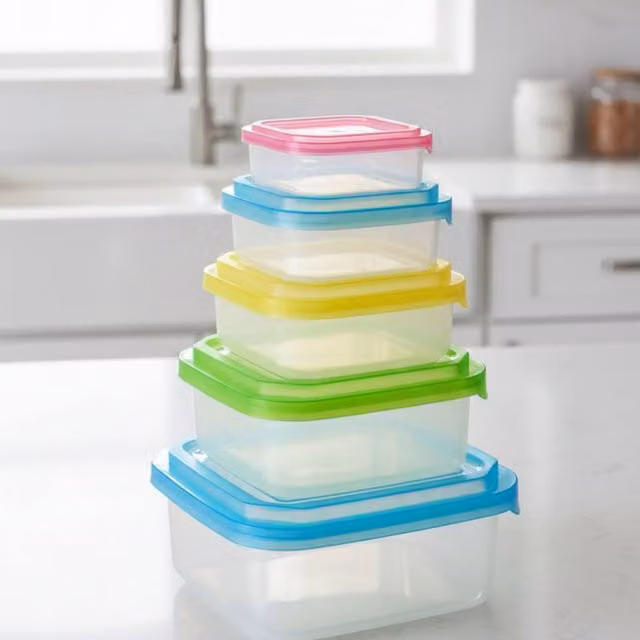 Bedsland 5-Pack Nestable Square Plastic Storage Boxes with Snap Lids in Multicolour – 1
