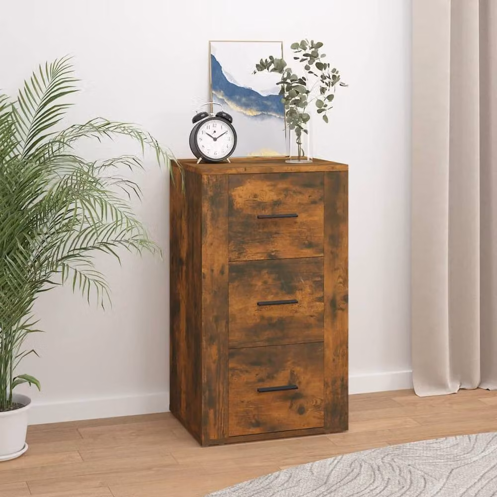 Berkfield Home Smoked Oak Sideboard in Brown, W/D/H: 40 x 33 x 70 cm – 2