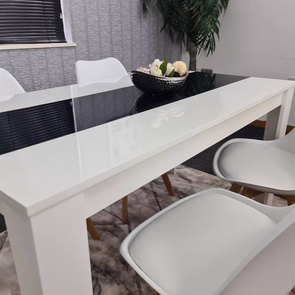 Kosy Koala Modern Rectangular Dining Table Set with 4 Chairs in White, Black and Multicolour – 6