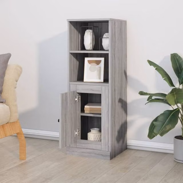 Berkfield Home Grey Sonoma Highboard with Hinged Doors and Internal Shelves, W/D/H: 36 x 35.5 x 103.5 cm – 1