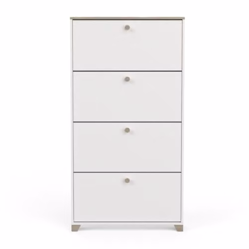 Demeyere Contemporary Shoe Cabinet in Kronberg Oak and White, W 80.8 x D 17.8 x H 154.2 cm