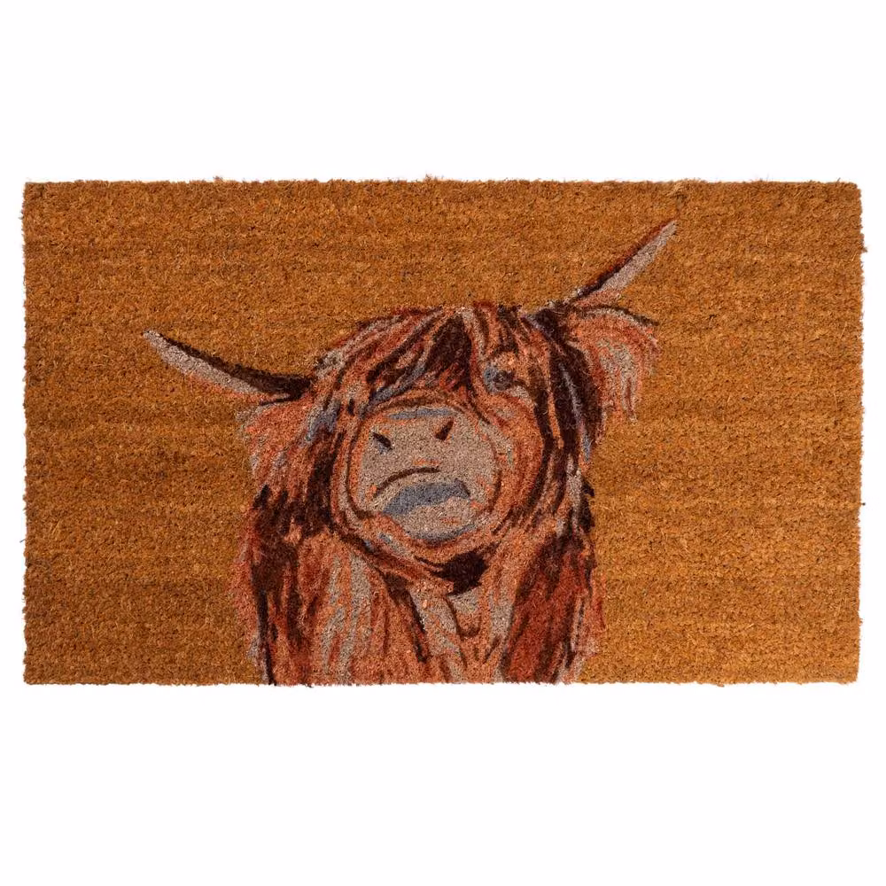 Madison & Mayfair Brown Highland Cow Coir Doormat, W: 44 cm, D: 75 cm – 2