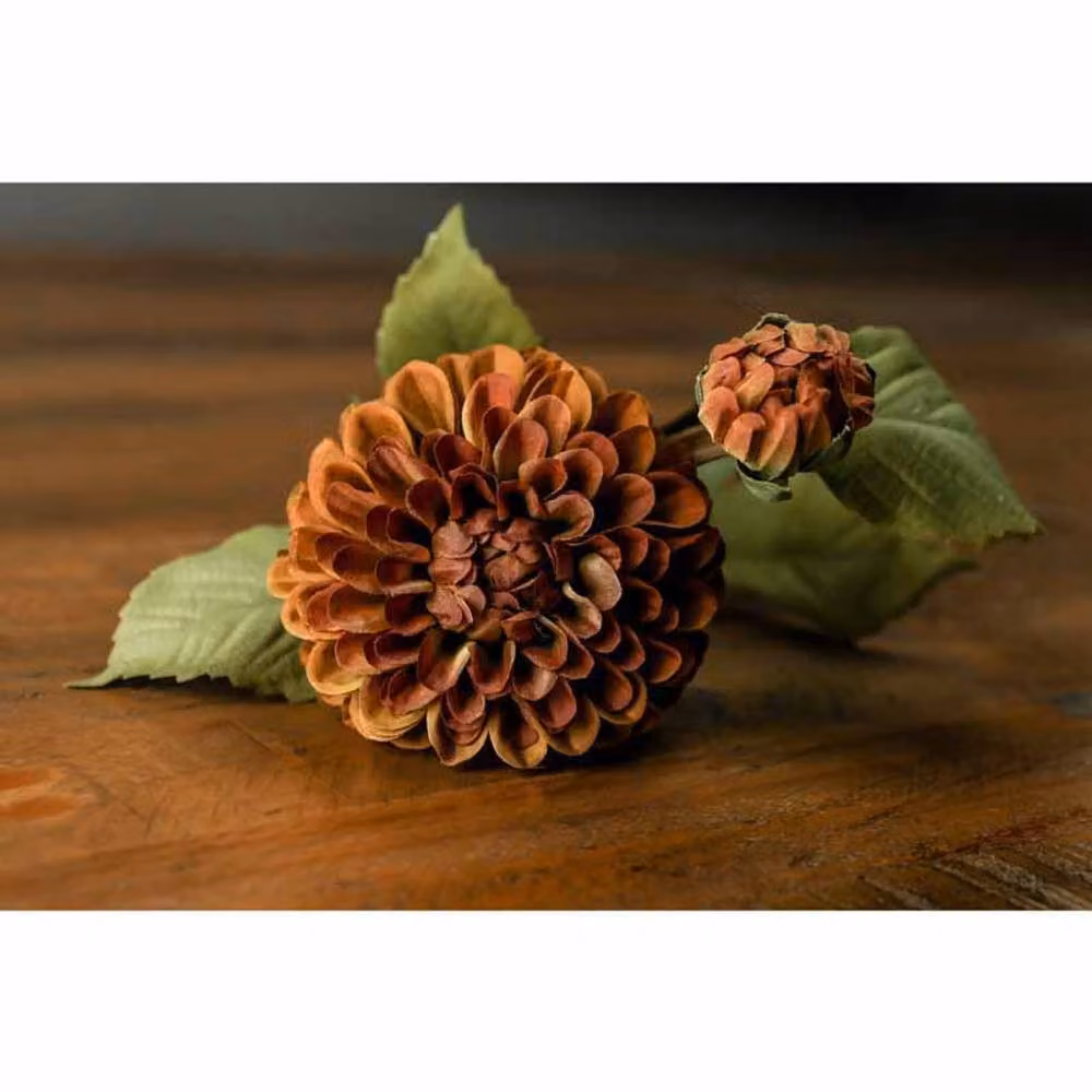 Lemon Pavilion Furniture and Decor Deep Mustard Dahlia Stem Artificial Plant, Yellow and Orange, W28 x D28 x H62 cm – 2
