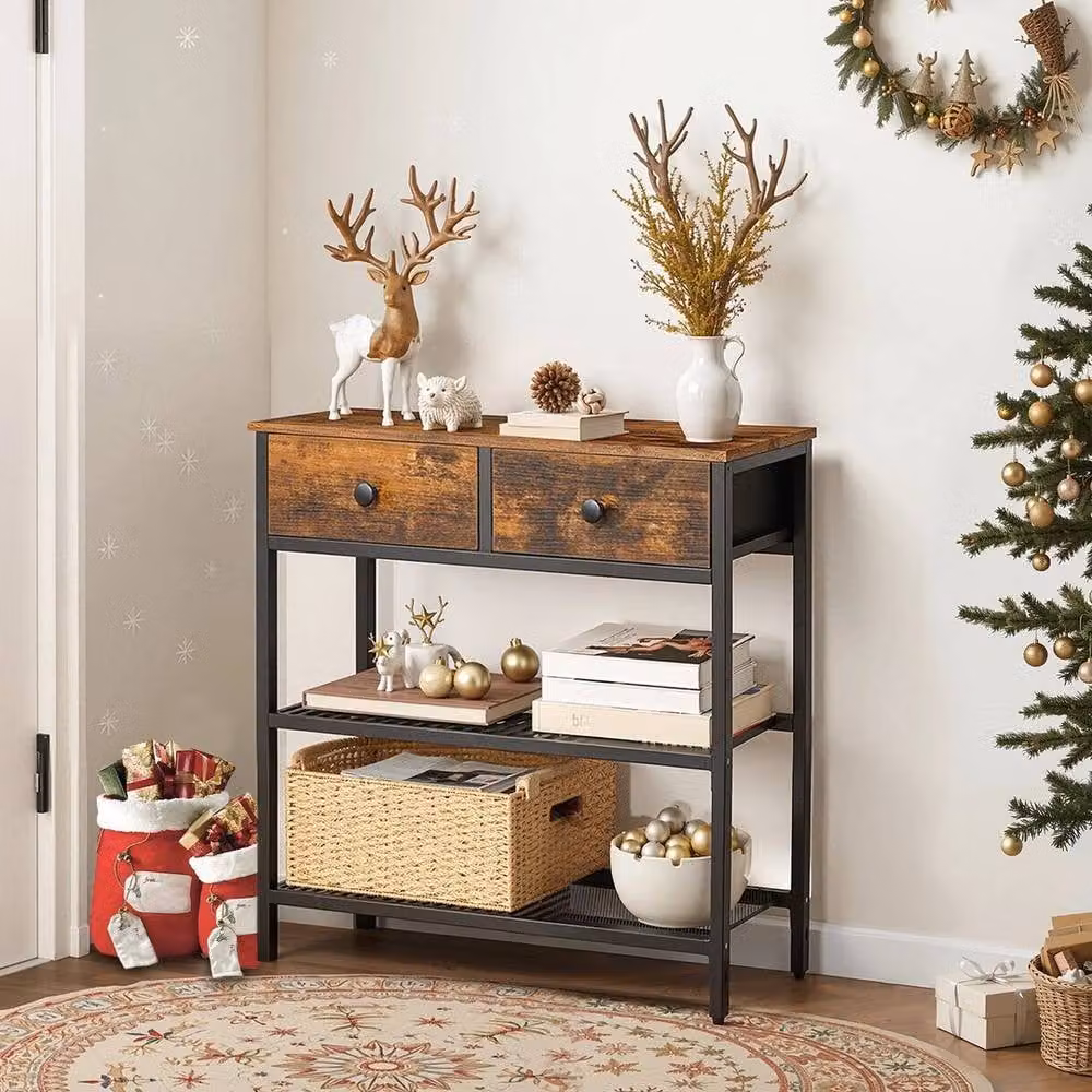 FORGEVIO Brown Industrial Console Table for Hallways and Sofas – 2