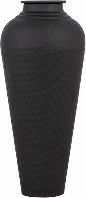Lemon Pavilion Hammered Metal Vase with Lid, Black, W: 20 cm, D: 20 cm, H: 41 cm – 1