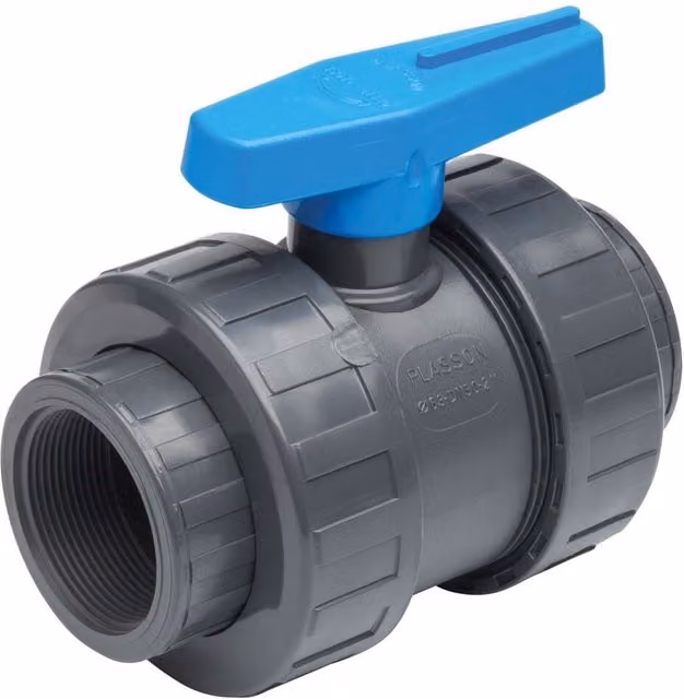 Plasson 1 1/2 inch Threaded Ball Valve PVC PV1151015K Grey