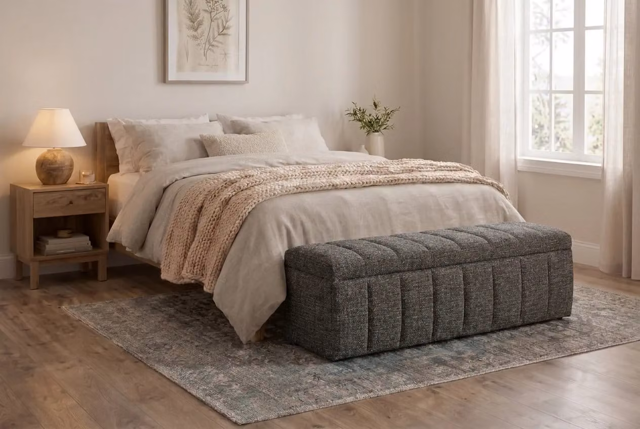 Araco Atelier Velour Bench in Cinder Grey