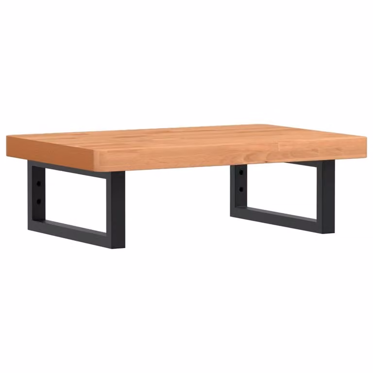 Berkfield Home Elegant Wall Mounted Basin Shelf in Brown Beech Wood and Black Steel, W/D/H: 60 x 40 x 40 cm