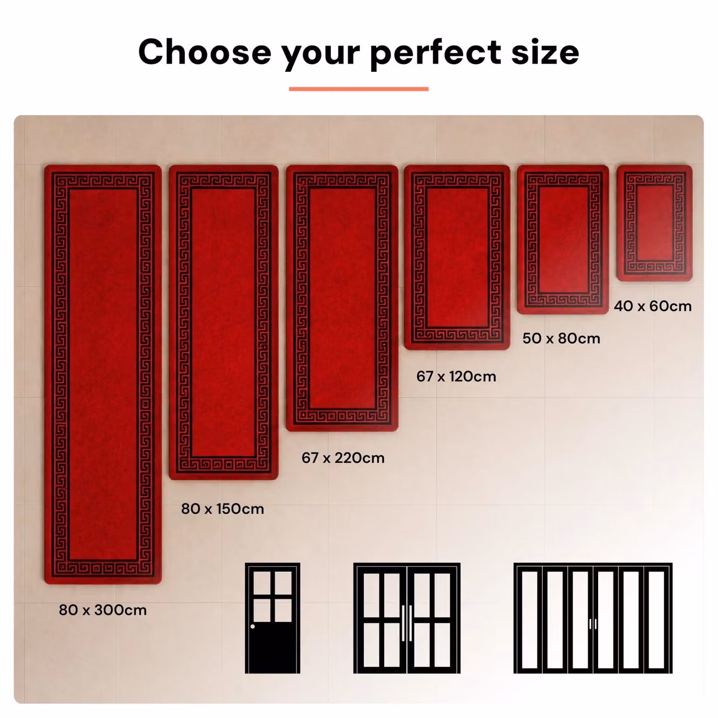 Smart Living Greekey Non Slip Heavy Duty Machine Washable Striped Door Mat, Dark Red, W/D/H: 60 x 40 x 1 cm – 3