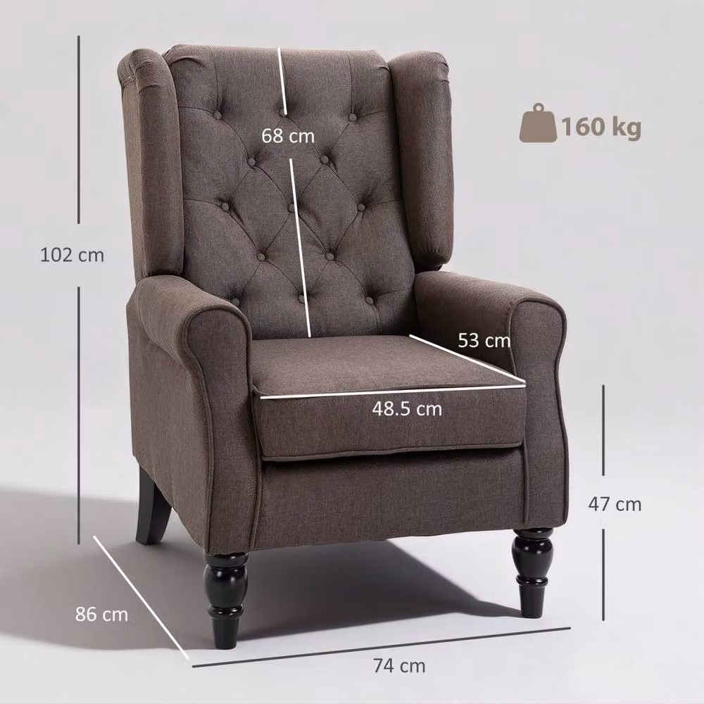 Wyld Haus Mizi Brown Wingback Accent Chair with Button Tufting and Solid Wood Frame – 3
