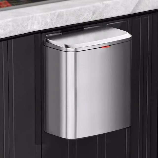 Lifeideas Stainless Steel Hanging Waste Bin with Flip Lid and Odour Filter, Silver, 4l