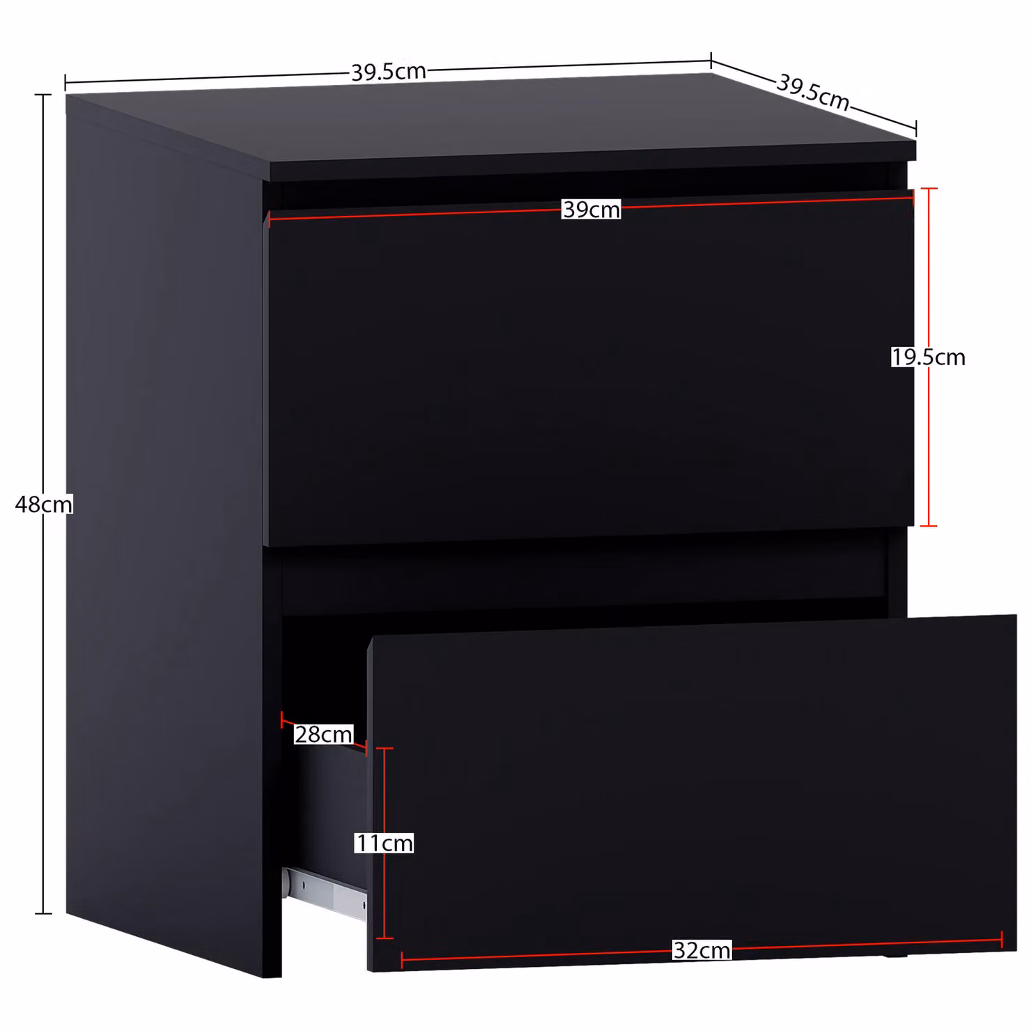 Vida Designs Denver 4 Piece Modern Bedroom Set in Matt Black – 2