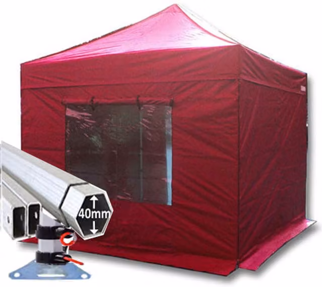 Crocodile Trading Ltd Extreme 40 Instant Pop Up Gazebo, Red, W: 300 cm, D: 300 cm, H: 170 cm