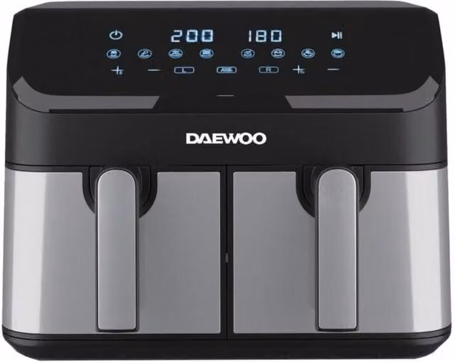 Daewoo 9 Litre Digital Dual Air Fryer Oven with Smart Sync Double Basket in Black