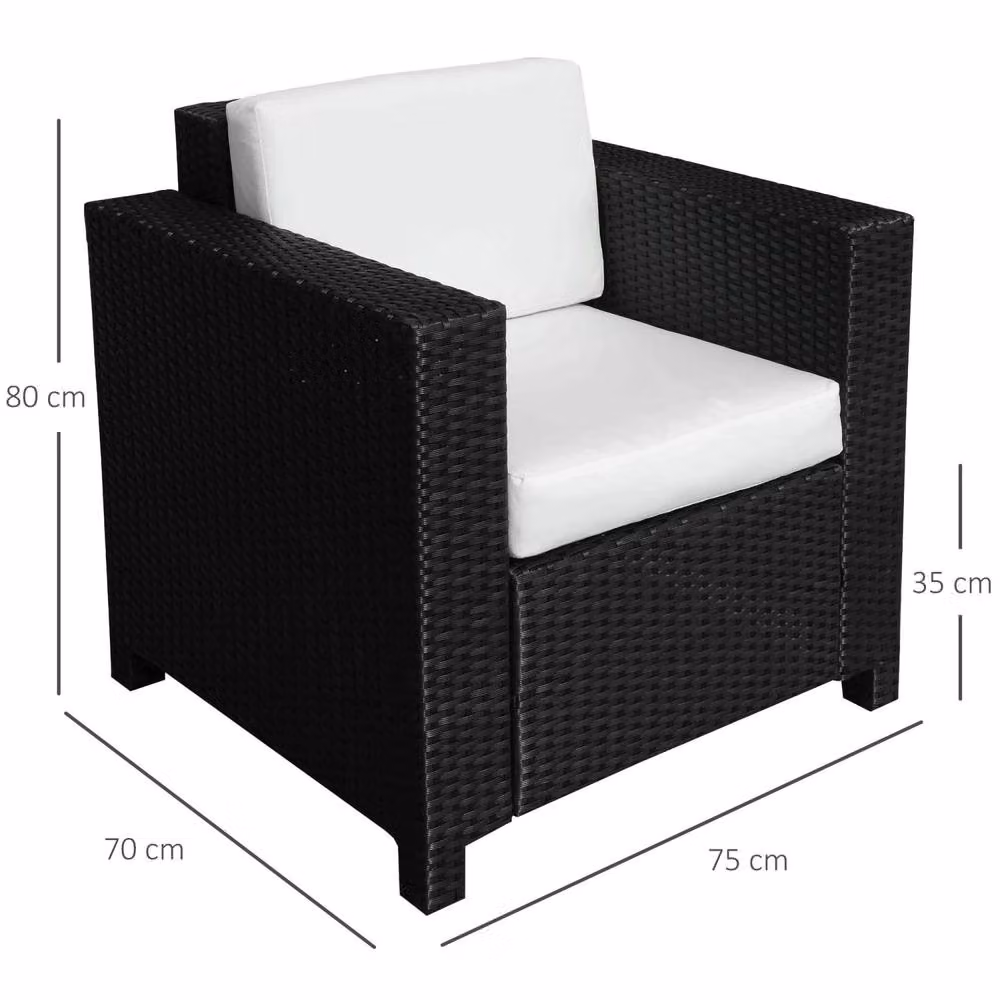 Wyld Haus Raco Black Rattan Outdoor Armchair with Cream Cushions – 3