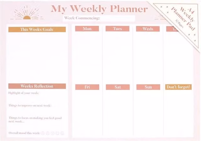 Good Vibes A4 Weekly Planner Pad in White