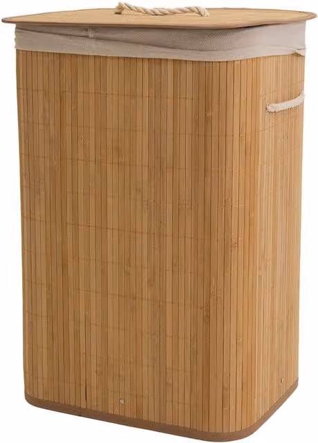 Libbi Lou Bamboo Laundry Basket with Lid and Handles, 72L, Brown, W: 60 cm, D: 40 cm, H: 30 cm – 3