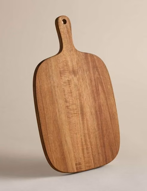 M&S Picky Bits Solid Wood Rectangular Serving Board in Natural Brown and Beige