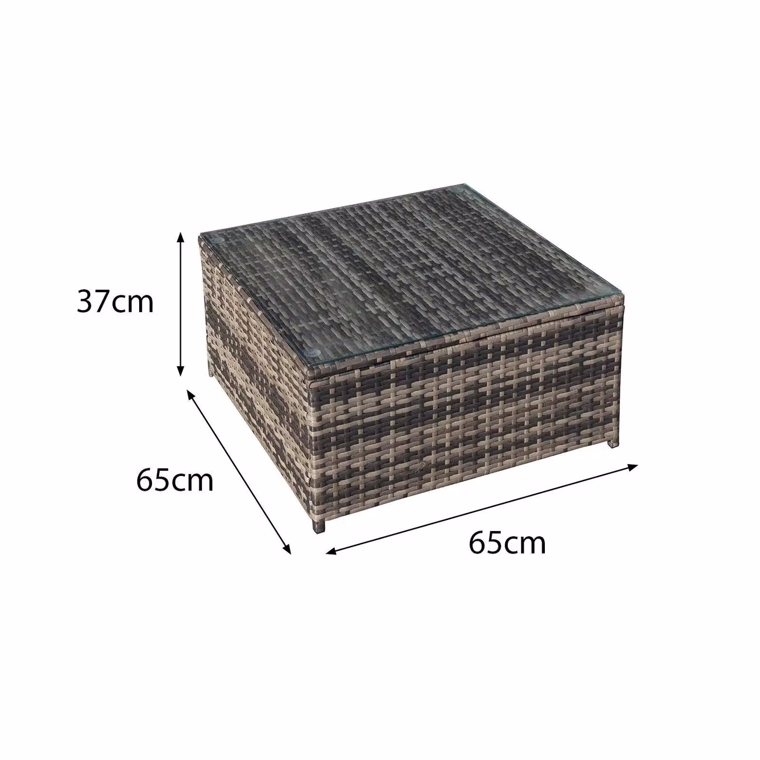Oseasons Malta Brown Rattan Garden Coffee Table with Metal and Glass W/D/H: 65 x 65 x 37 cm – 2