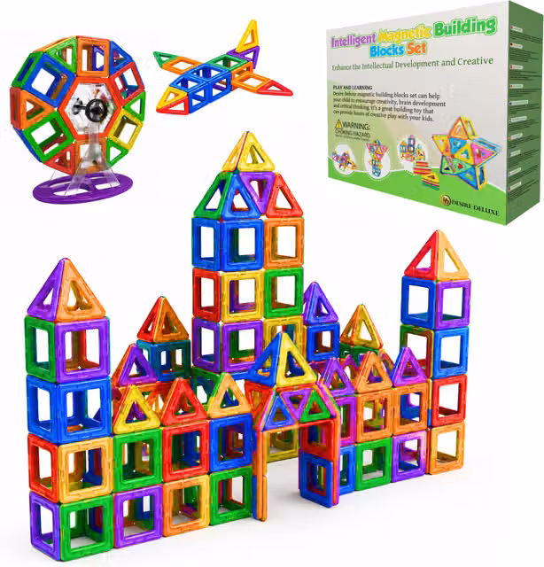 Desire Deluxe 94-Piece Multicolour Magnetic Building Blocks Set for Creative and Motor Skill Development