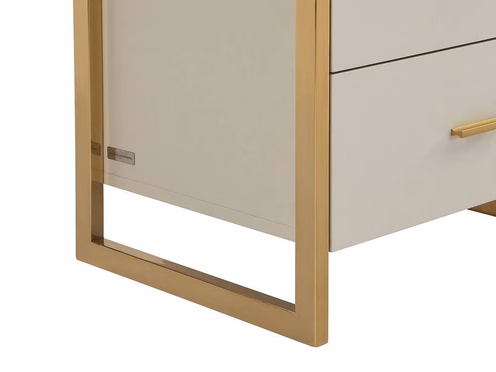 Vente-unique Set of 2 Bedside Tables with 2 Drawers in Beige and Gold MDF and Metal – 2