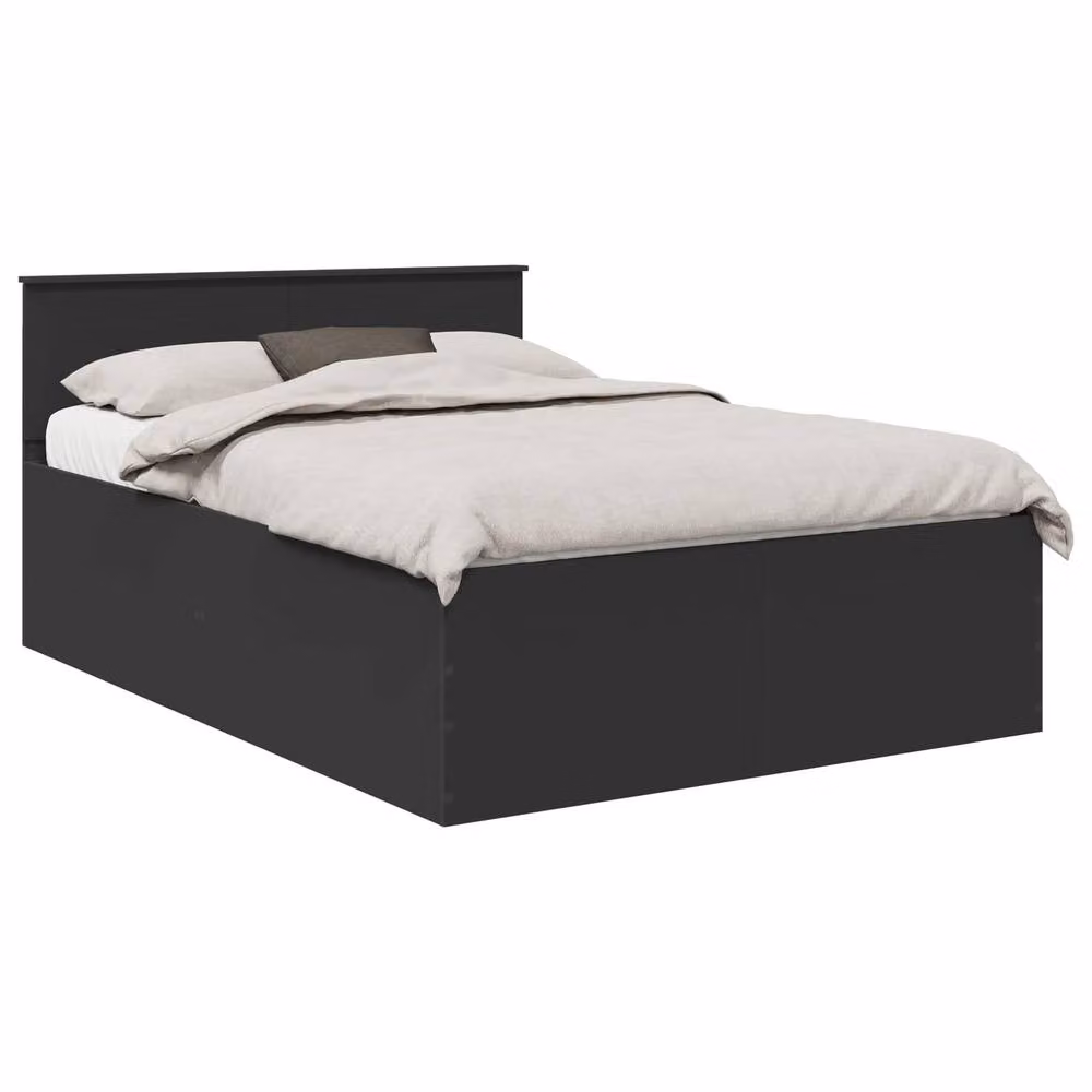 Berkfield Home Modern Bed Frame with Headboard in Black, Engineered Wood, 150 x 200 cm – 2