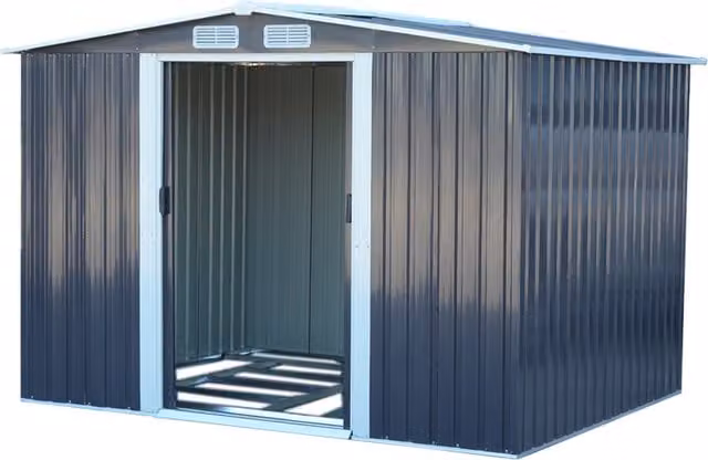Livingandhome Large Metal Garden Storage Shed with Sliding Gable Doors, Anthracite