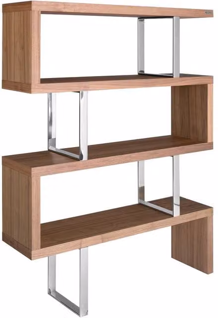Angel Cerda Walnut and Steel Shelving in Brown, W/D/H: 130 x 35 x 170 cm