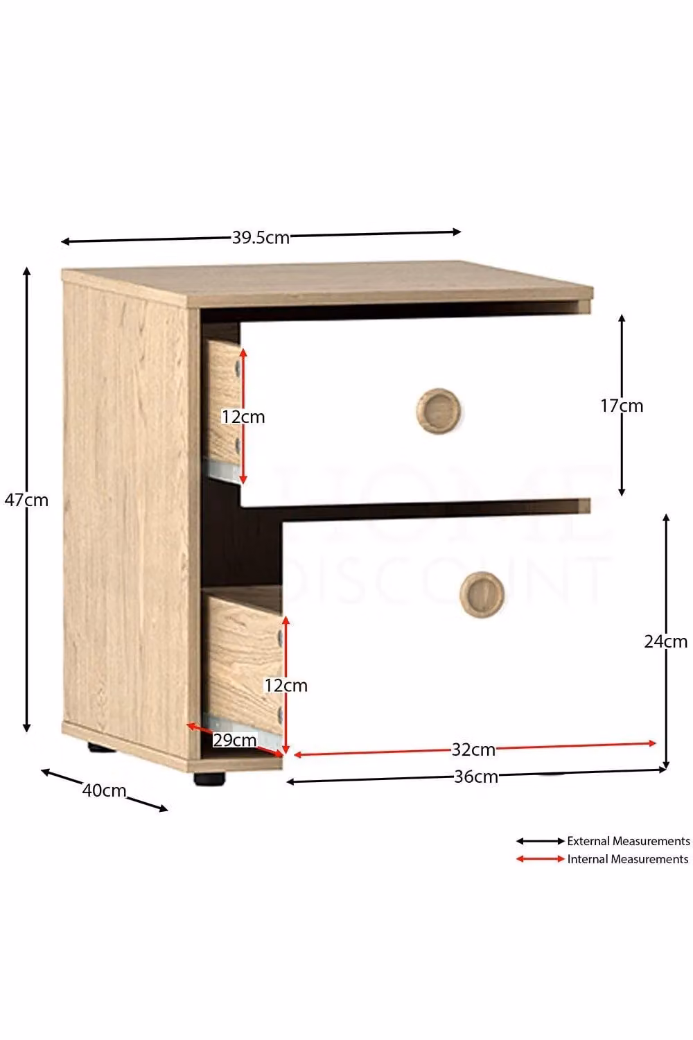 Home Discount Junior Vida Neptune 2 Drawer Bedside Table for Children in White – 2