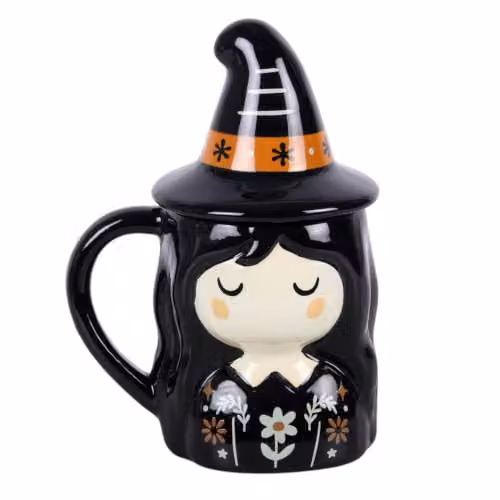 Kingsbury Gifts Black Ceramic Witch Lidded Mug – 2