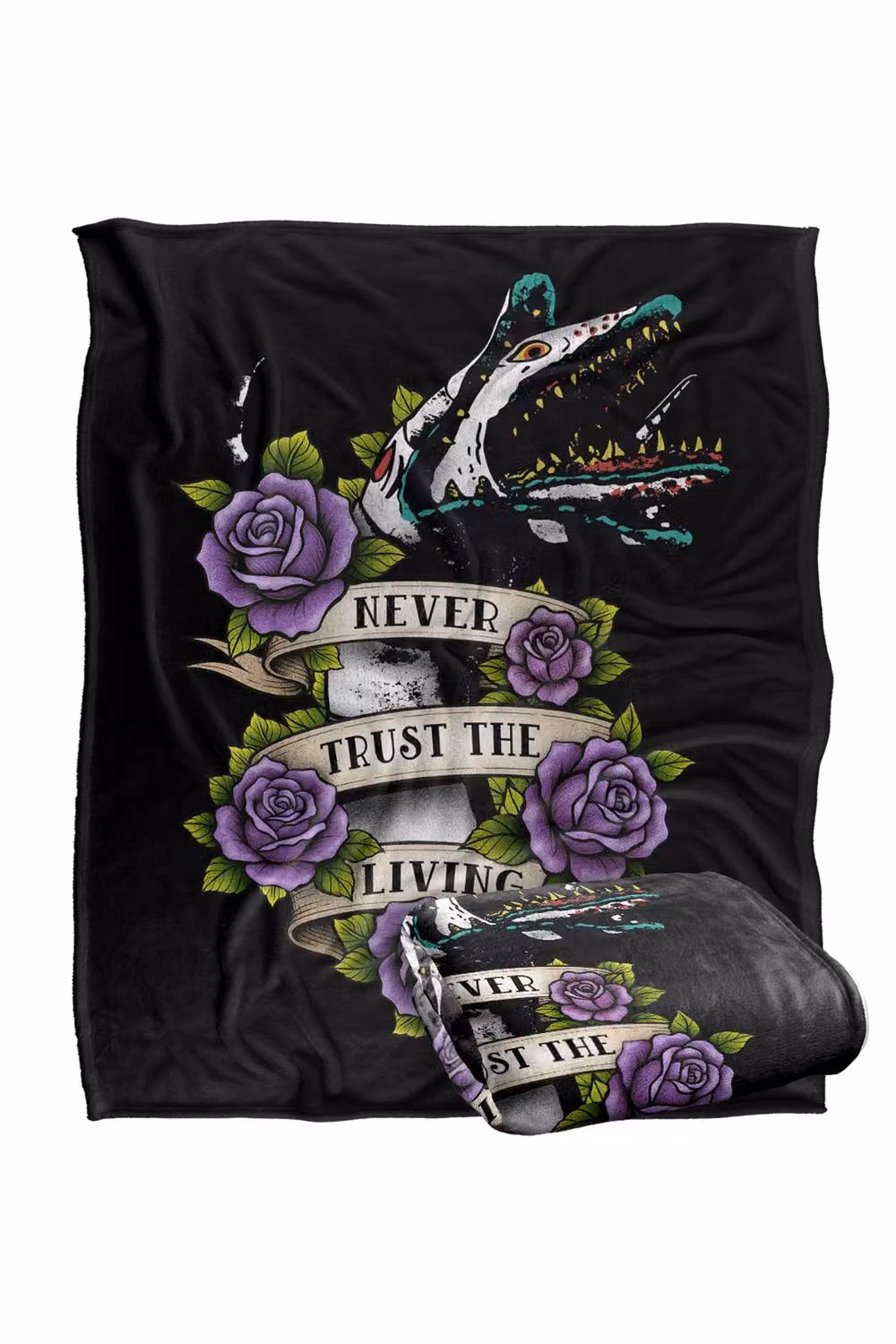 LOGOVISION Beetlejuice Never Trust The Living Tattoo Sandworm Super Soft Fleece Throw Blanket, Multicolour, W: 152 cm, D: 127 cm – 7