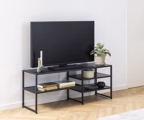 Furniture To Go Seaford Black Metal Open TV Unit with 3 Shelves H 46 x W 120 x D 33 cm – 8