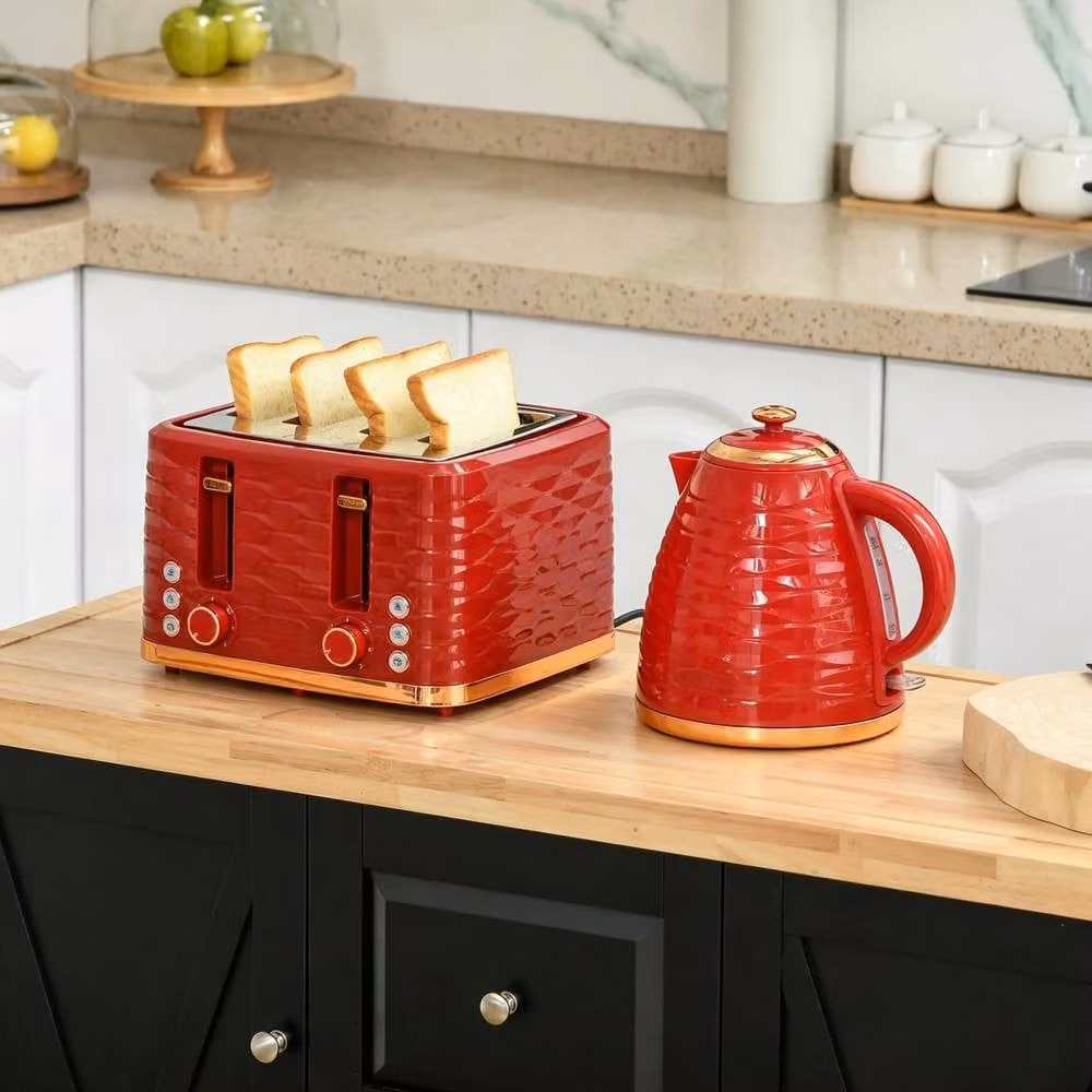 STILVORA Kettle and 4 Slice Toaster Set in Red – 3