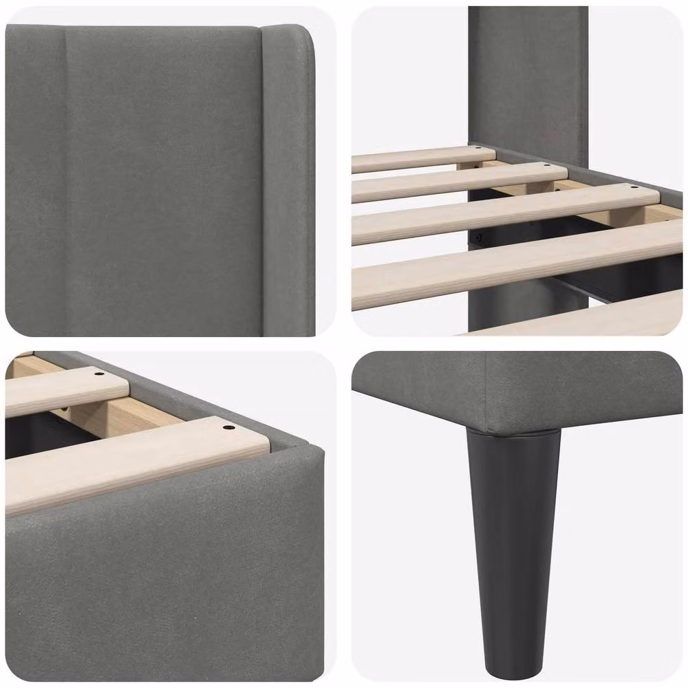 Berkfield Home Velvet Bed Frame with Headboard in Dark Grey, W/D/H: 180 x 200 cm – 3